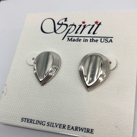 Silver Textured Teardrop Post Back Pierced Earrings - Picture 2 of 4